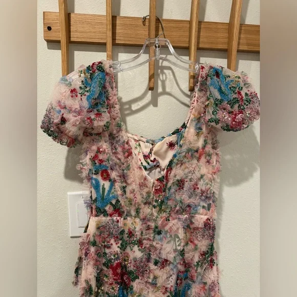 Sherri Hill Floral Maxi Dress - Pink and Green - Picture 7 of 9